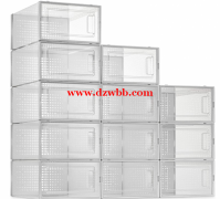 寻装鞋收纳盒,透明塑料可堆叠鞋架,抽屉式前开口鞋架容器