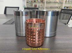 需定制铜色桶形餐具筒，厂家渠道联系！