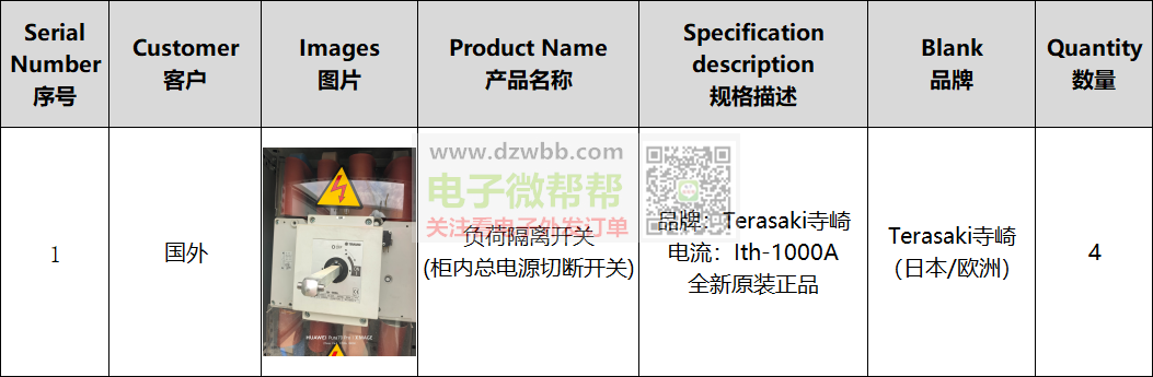 Terasaki寺崎品牌负荷隔离开关,数量:4,出口! Terasaki寺崎品牌负荷隔离开关,数量:4,出口!